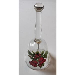 Vintage Viking Holiday Glass Bell Collectible Holly Design 6" H